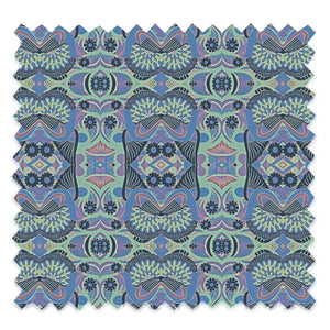 Esprit velvet by Tatie Lou in blue, pattern sample of an ornate medallion print