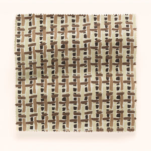 Basket linen by Parker and Jules in brown, in soft folds showing a woven basket check