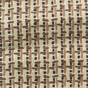 Basket linen by Parker and Jules in brown, pattern sample of a woven basket check