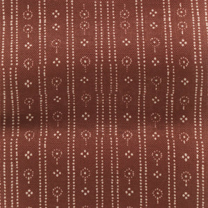 Birdlip linen by Parker and Jules in red, flat sample of a small block-print stripe