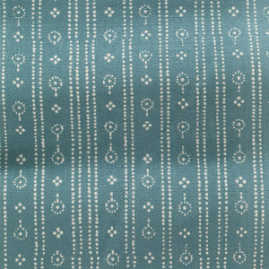Birdlip linen by Parker and Jules in blue, full repeat of a small block-print stripe