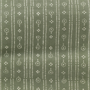 Birdlip linen by Parker and Jules in dark green, pattern sample of a small block-print stripe