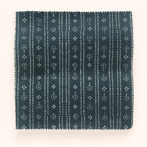 Birdlip linen by Parker and Jules in black, in soft folds showing a small block-print stripe