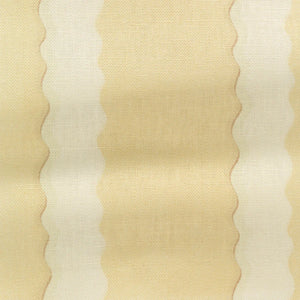 Double Scroll Stripe linen by Parker and Jules in cream, flat sample of wavy scroll stripes