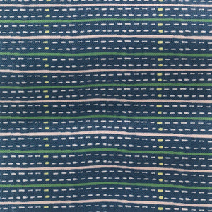 Eversley Stripe linen by Parker and Jules in navy, pattern sample of a fine woven stripe