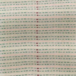 Eversley Stripe linen by Parker and Jules in cream and teal, flat sample of a fine woven stripe