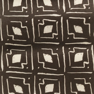 Lulu linen by Parker and Jules in brown, pattern sample of a geometric square print
