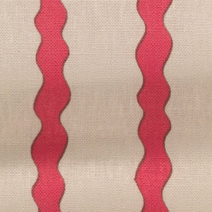 Scroll Stripe linen by Parker and Jules in pink, pattern sample of wavy scroll stripes