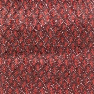 Trees II linen by Parker and Jules in red, pattern sample of tiny stylised trees