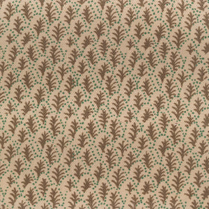 Trees II linen by Parker and Jules in beige, full repeat of tiny stylised trees