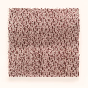 Trees II linen by Parker and Jules in pink, draped close-up of tiny stylised trees