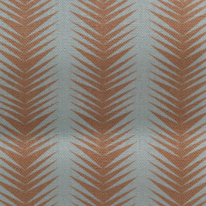 Ziggy linen by Parker and Jules in aqua and terracotta, full repeat of a chevron zigzag weave