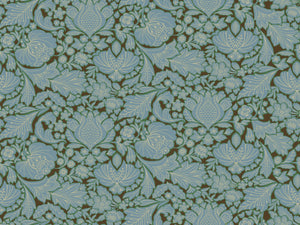 Folk Floral wallpaper by Parker and Jules in blue, flat sample of bold folk flowers