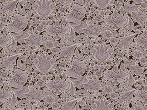 Folk Floral wallpaper by Parker and Jules in lilac, full repeat of bold folk flowers