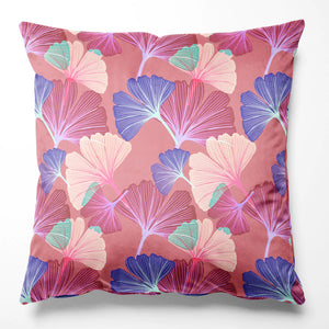 Ginkgo velvet by Tatie Lou in pink, flat sample of oversized ginkgo leaves