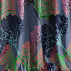 Ginkgo velvet by Tatie Lou in purple, draped close-up of oversized ginkgo leaves