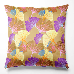 Ginkgo velvet by Tatie Lou in yellow, pattern sample of oversized ginkgo leaves