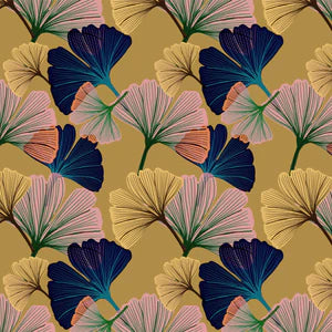 Ginkgo velvet by Tatie Lou in yellow, oversized ginkgo leaves as a cushion