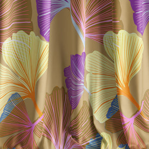 Ginkgo velvet by Tatie Lou in orange, in soft folds showing oversized ginkgo leaves