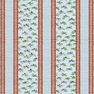 Hélène Red linen by Claire de Quénetain in blue and red, full repeat of striped bands