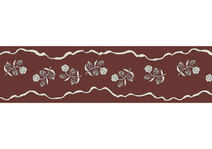 Jaipur border wallpaper by Parker and Jules in brown, pattern sample of a trailing flower border