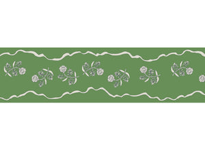 Jaipur border wallpaper by Parker and Jules in green, full repeat of a trailing flower border