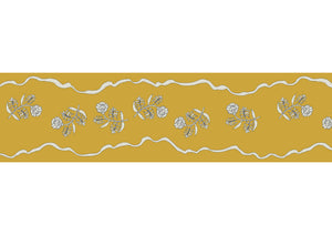 Jaipur border wallpaper by Parker and Jules in yellow, flat sample of a trailing flower border