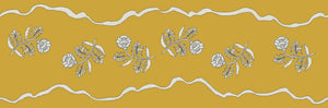 Jaipur border wallpaper by Parker and Jules in yellow, pattern sample of a trailing flower border
