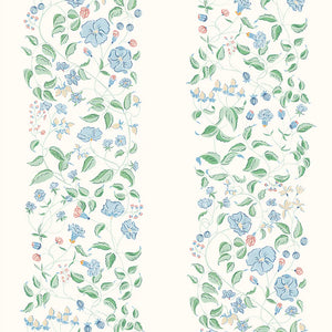 Jeanne wallpaper by Claire de Quénetain in white, full repeat of a hand-painted floral design