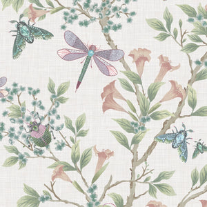Jewel a Flutter wallpaper by Brand McKenzie in white, close-up of birds and blossoms