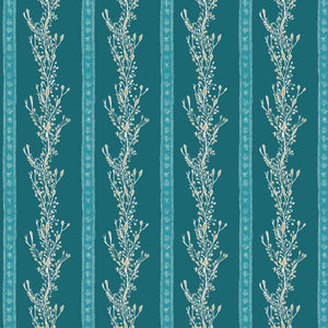 Gatty's Kelp Forest wallpaper by Annika Reed in teal, full repeat of kelp fronds