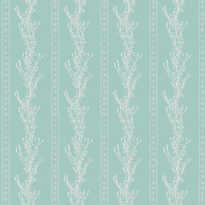 Gatty's Kelp Forest wallpaper by Annika Reed in mint green, full repeat of kelp fronds