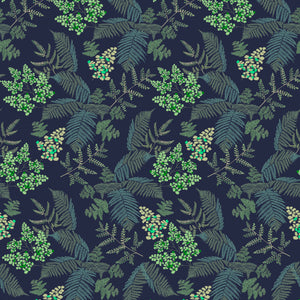 Lace Ferns wallpaper by Parker and Jules in navy, full repeat of lacy ferns