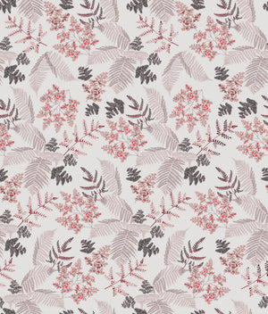 Lace Ferns wallpaper by Parker and Jules in pink, flat sample of lacy ferns