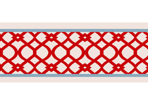 Trellis border wallpaper by Parker and Jules in pink, full repeat of a trellis border