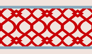Trellis border wallpaper by Parker and Jules in pink, flat sample of a trellis border