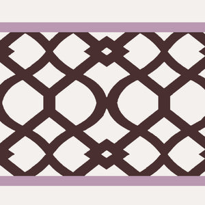 Trellis border wallpaper by Parker and Jules in brown, flat sample of a trellis border
