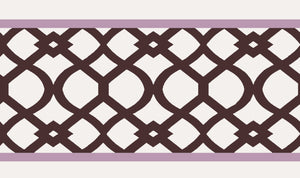 Trellis border wallpaper by Parker and Jules in brown, flat sample of a trellis border