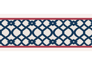 Trellis border wallpaper by Parker and Jules in black, flat sample of a trellis border