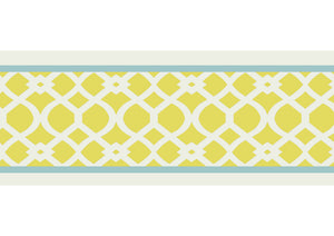 Trellis border wallpaper by Parker and Jules in yellow, pattern sample of a trellis border