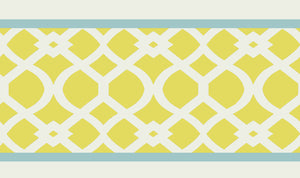 Trellis border wallpaper by Parker and Jules in yellow, full repeat of a trellis border