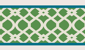 Trellis border wallpaper by Parker and Jules in green, full repeat of a trellis border