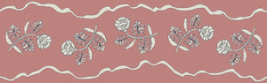 Jaipur border wallpaper by Parker and Jules in pink, pattern sample of a trailing flower border