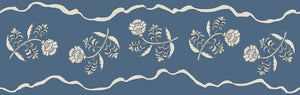 Jaipur border wallpaper by Parker and Jules in blue, full repeat of a trailing flower border