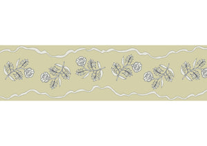 Jaipur border wallpaper by Parker and Jules in olive, full repeat of a trailing flower border