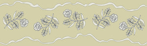 Jaipur border wallpaper by Parker and Jules in olive, flat sample of a trailing flower border