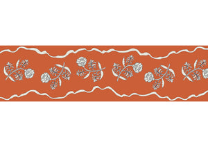 Jaipur border wallpaper by Parker and Jules in orange, pattern sample of a trailing flower border