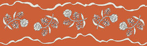 Jaipur border wallpaper by Parker and Jules in orange, full repeat of a trailing flower border