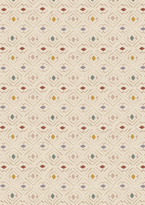 Lulu wallpaper by Parker and Jules in beige, flat sample of a small geometric print