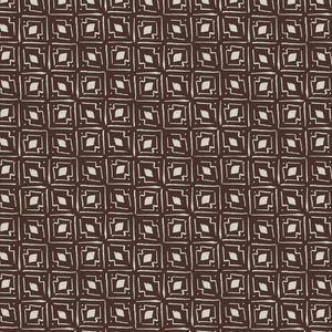 Lulu linen by Parker and Jules in brown, full repeat of a geometric square print